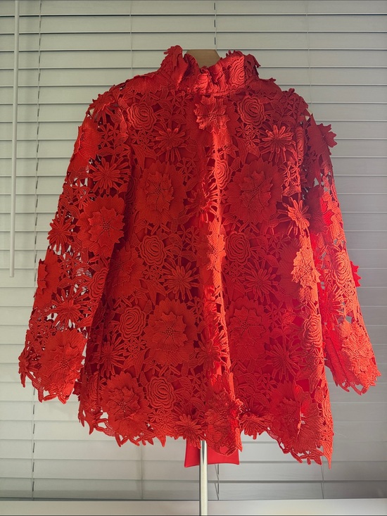 Tuckernuck Tops - Tuckernuck Red Floral Crochet Lace Blouse